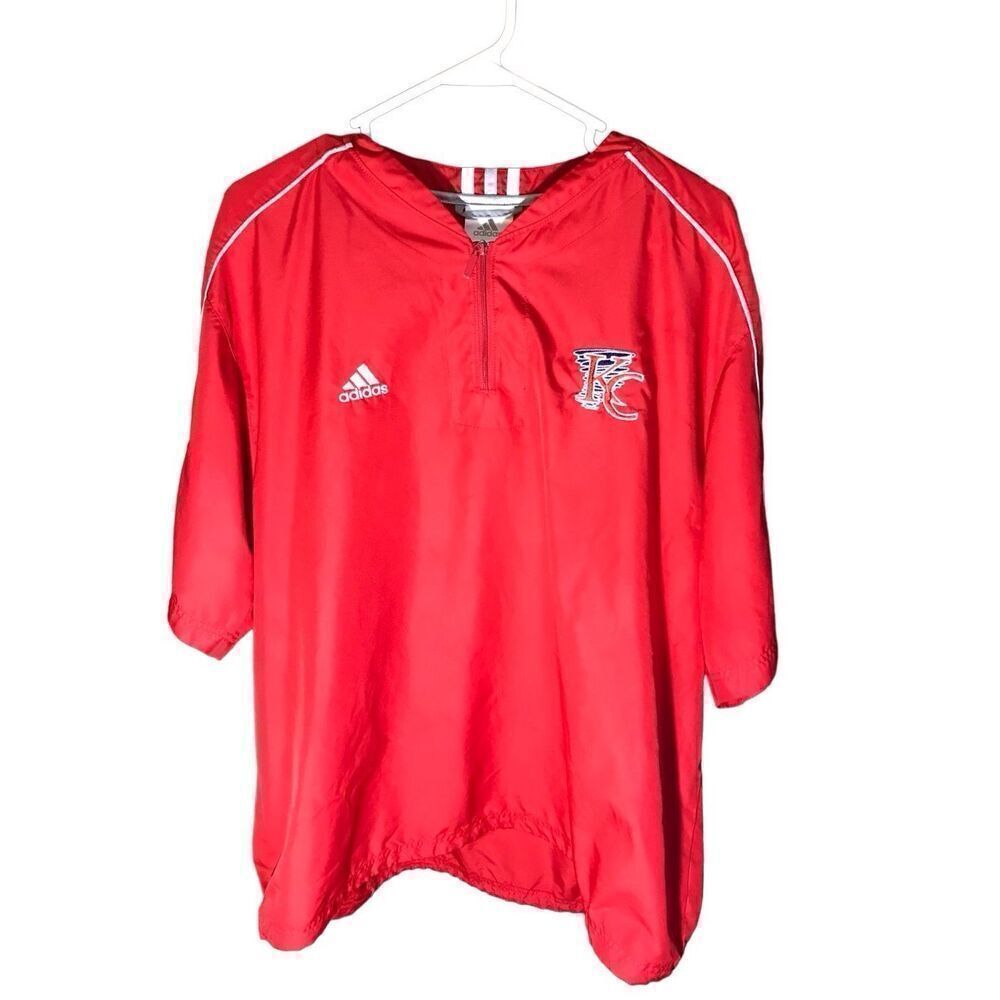 Adidas mens Size L 1/4 zip windbreaker top red King College University logo